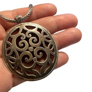 Brighton Scroll and Crystal Oval Pendant with chain